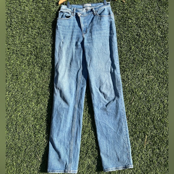 Abercrombie the 90s straight ultra high rise jeans with cross cross waistband - Picture 2 of 6